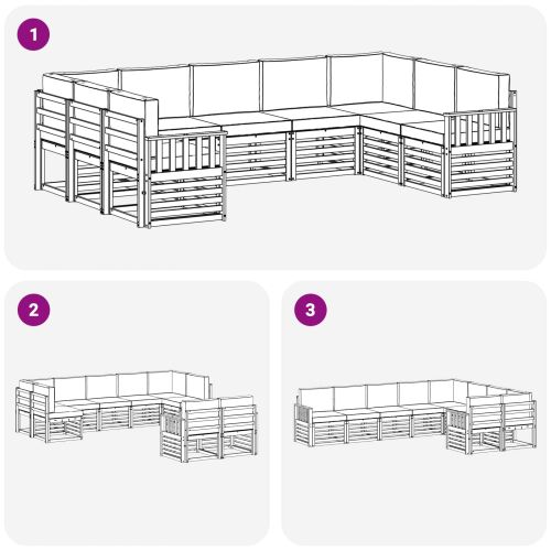 Комплекти дивани с възглавница 9 pcs Натурален и Антрацит
