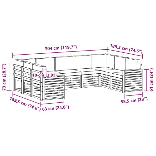 Комплекти дивани с възглавница 9 pcs Натурален и Антрацит