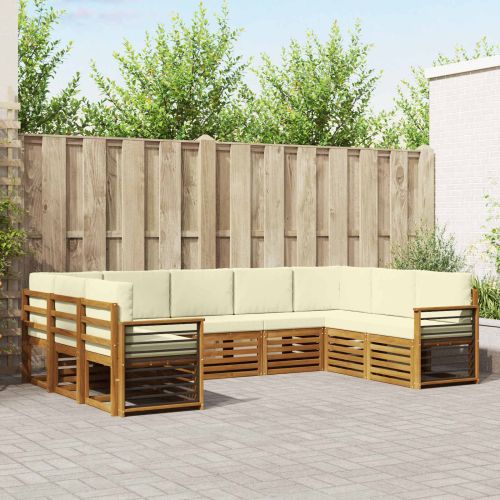 Комплекти дивани 9 pcs Натурален и Крема Солидно акациево дърво