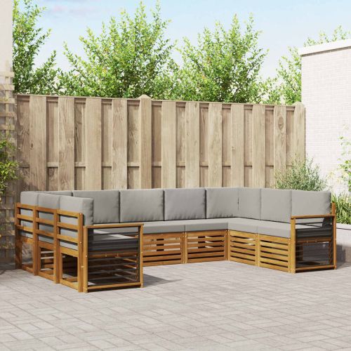 Комплекти дивани с възглавница 9 pcs Естествено и светло сиво