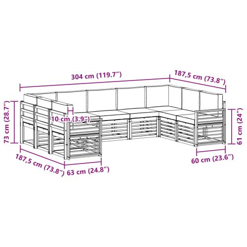 Комплекти дивани с възглавница 9 pcs Натурален и Антрацит