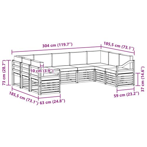 Комплекти дивани с възглавница 9 pcs Натурален и Антрацит