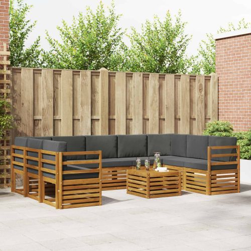 Комплекти дивани с възглавница 10 pcs Натурален и Антрацит