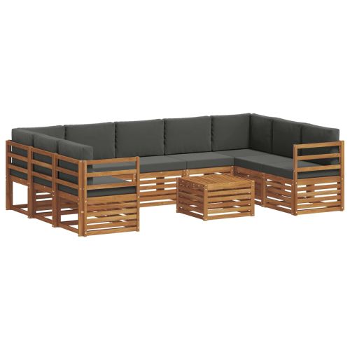 Комплекти дивани с възглавница 10 pcs Натурален и Антрацит