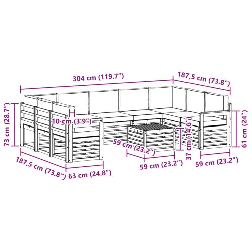 Комплекти дивани с възглавница 10 pcs Натурален и Крема