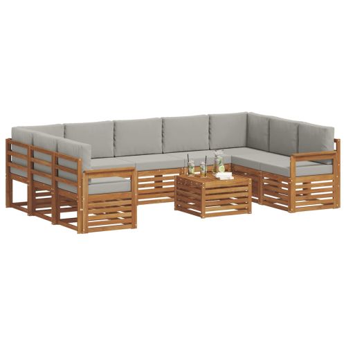 Комплекти дивани с възглавница 10 pcs Естествено и светло сиво