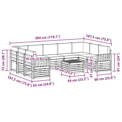 Комплекти дивани с възглавница 10 pcs Натурален и Крема