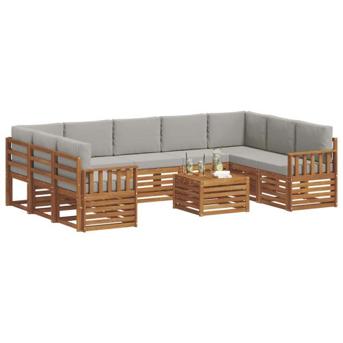 Комплекти дивани с възглавница 10 pcs Естествено и светло сиво