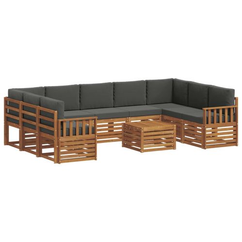 Комплекти дивани с възглавница 10 pcs Натурален и Антрацит