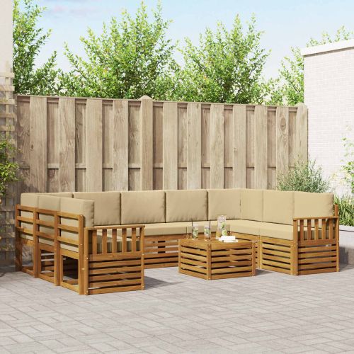 Комплекти дивани с възглавница 10 pcs Натурален и Бежов