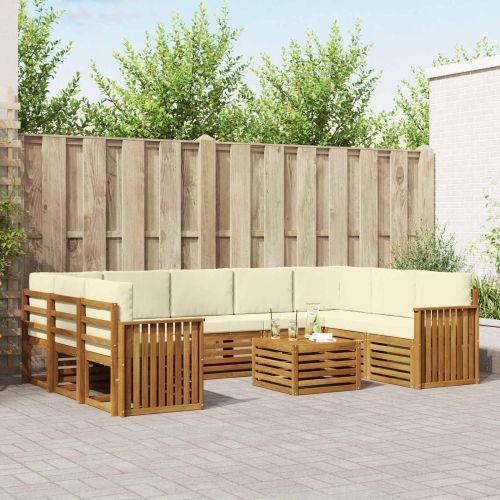 Комплекти дивани с възглавница 10 pcs Натурален и Крема