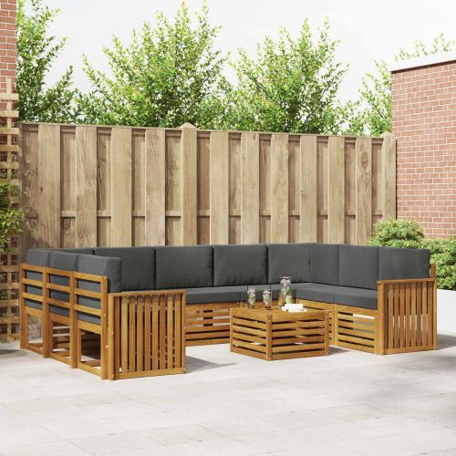 Комплекти дивани с възглавница 10 pcs Натурален и Антрацит