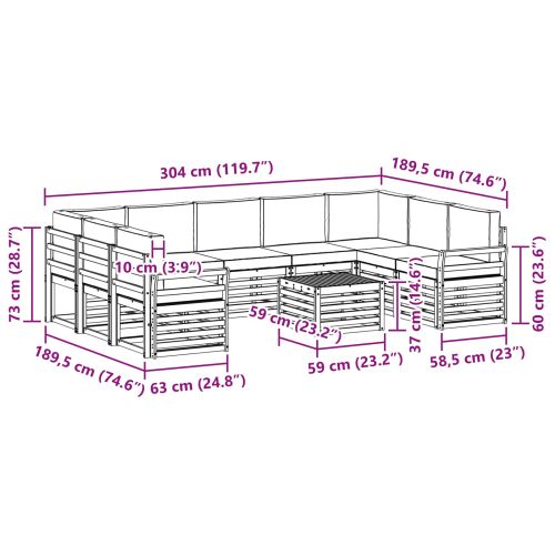 Комплекти дивани с възглавница 10 pcs Натурален и Крема