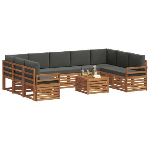 Комплекти дивани с възглавница 10 pcs Натурален и Антрацит