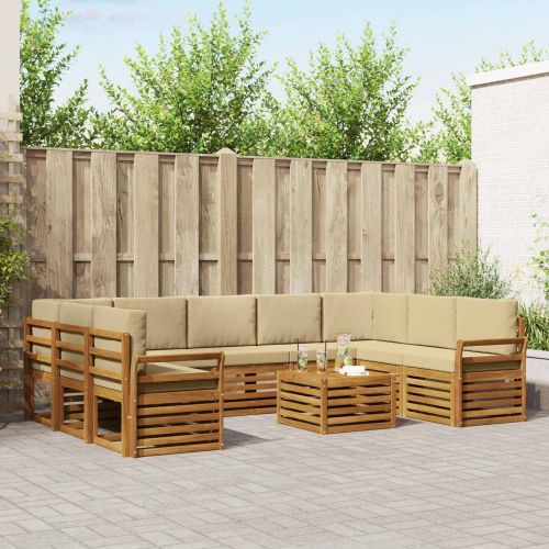 Комплекти дивани с възглавница 10 pcs Натурален и Бежов