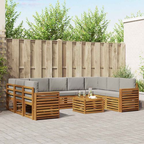 Комплекти дивани с възглавница 10 pcs Естествено и светло сиво