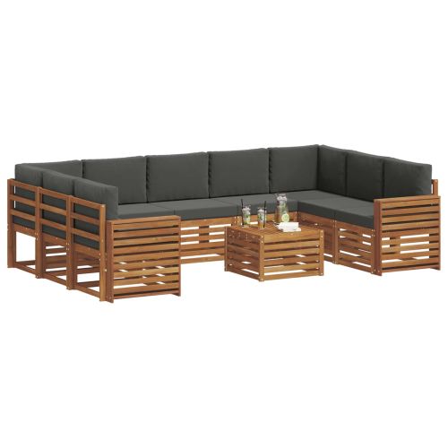 Комплекти дивани с възглавница 10 pcs Натурален и Антрацит