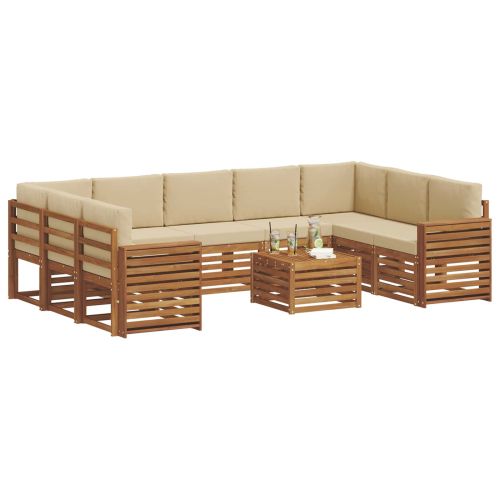 Комплекти дивани с възглавница 10 pcs Натурален и Бежов