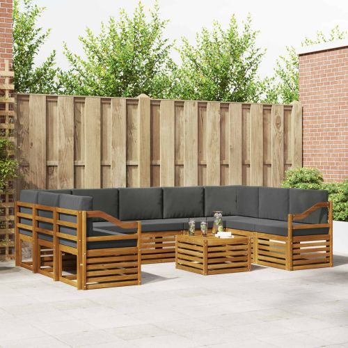 Комплекти дивани с възглавница 10 pcs Натурален и Антрацит