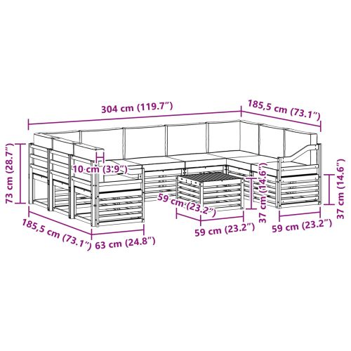 Комплекти дивани с възглавница 10 pcs Натурален и Бежов