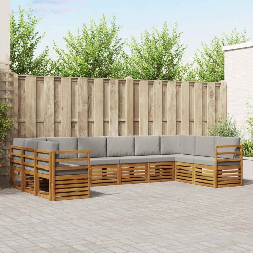 Комплекти дивани с възглавница 10 pcs Естествено и светло сиво