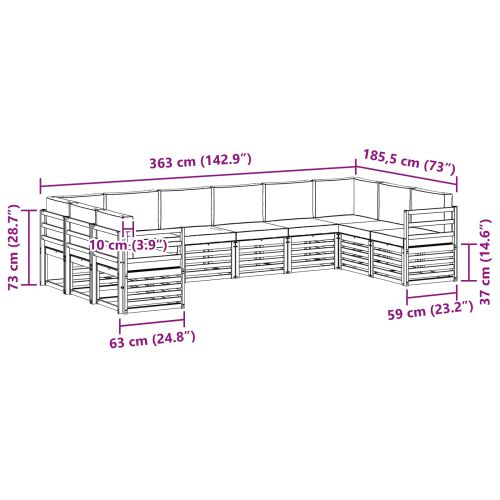 Комплекти дивани с възглавница 10 pcs Натурален и Антрацит