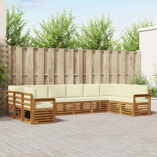 Комплекти дивани с възглавница 10 pcs Натурален и Крема