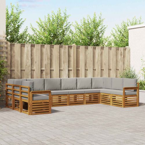 Комплекти дивани с възглавница 10 pcs Естествено и светло сиво