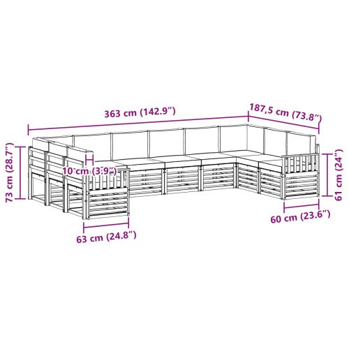 Комплекти дивани с възглавница 10 pcs Натурален и Бежов