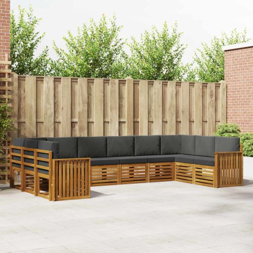 Комплекти дивани с възглавница 10 pcs Натурален и Антрацит