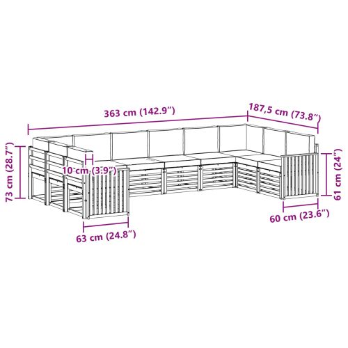 Комплекти дивани с възглавница 10 pcs Натурален и Антрацит