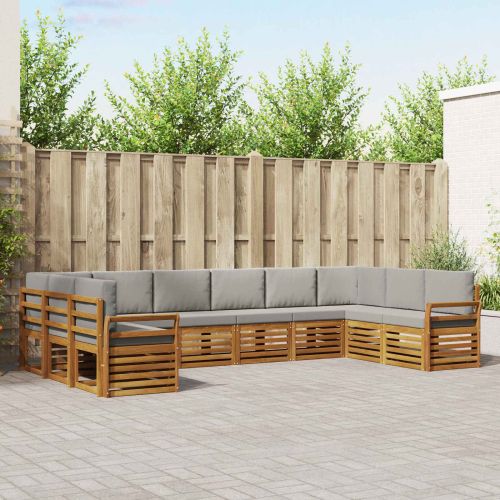 Комплекти дивани с възглавница 10 pcs Естествено и светло сиво