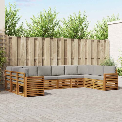 Комплекти дивани с възглавница 10 pcs Естествено и светло сиво