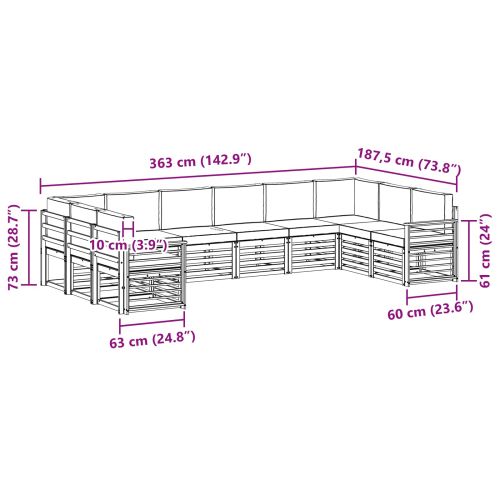 Комплекти дивани с възглавница 10 pcs Естествено и светло сиво