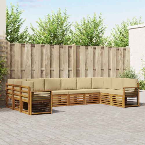 Комплекти дивани с възглавница 10 pcs Натурален и Бежов