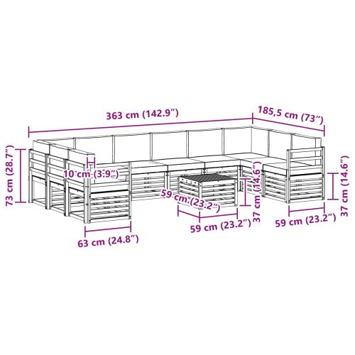 Комплекти дивани с възглавница 11 pcs Естествено и светло сиво