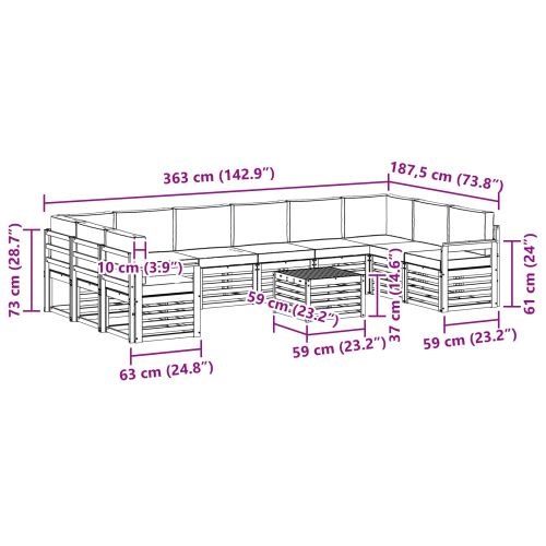 Комплекти дивани с възглавница 11 pcs Натурален и Антрацит
