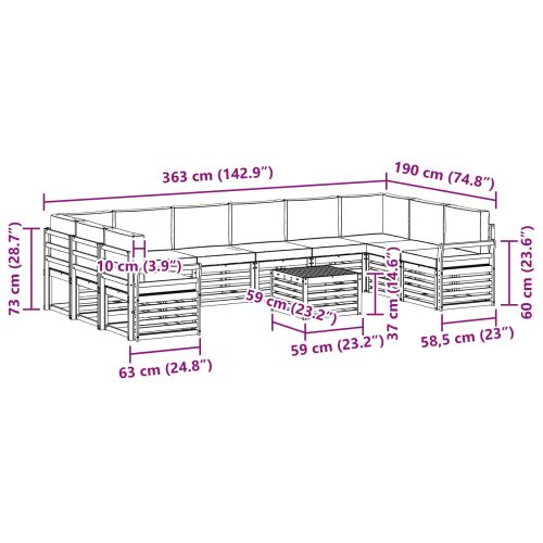 Комплекти дивани с възглавница 11 pcs Натурален и Антрацит