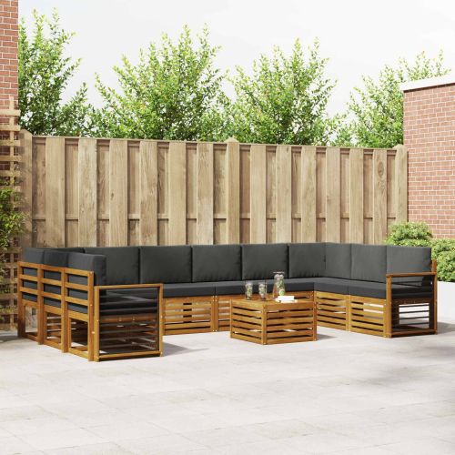 Комплекти дивани с възглавница 11 pcs Натурален и Антрацит