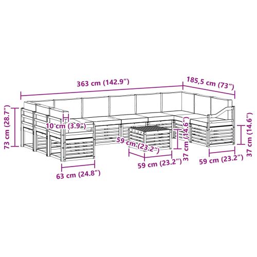 Комплекти дивани с възглавница 11 pcs Натурален и Крема