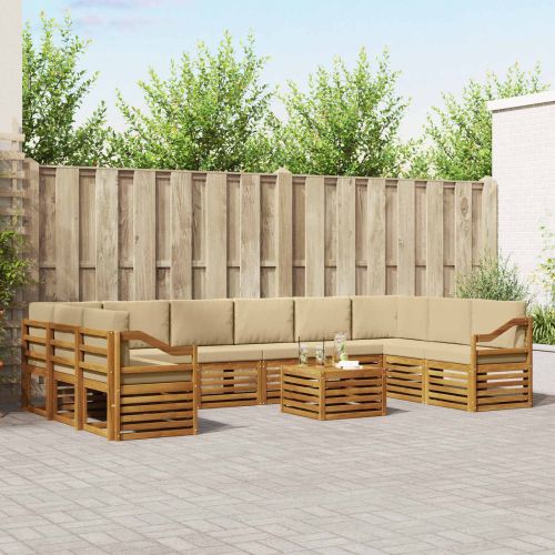 Комплекти дивани с възглавница 11 pcs Натурален и Бежов