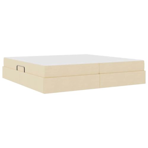 Легло с място за съхранение и матрак с матрак Крем 200 x 200 cm