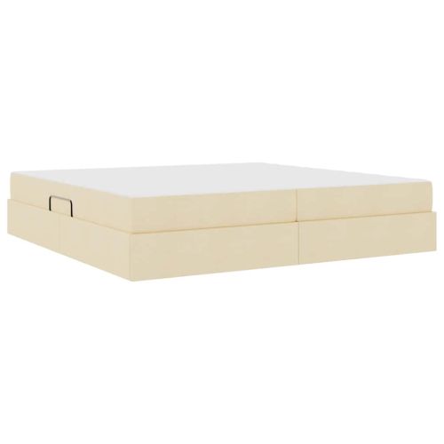 Легло с място за съхранение и матрак с матрак Крем 200 x 200 cm
