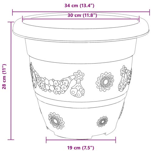 Саксии за растения 6 pcs Червено тухла Ø 26 x 21.5 см Пластмаса