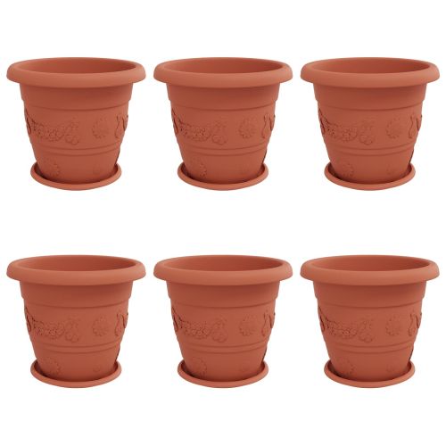 Саксии за растения 6 pcs Червено тухла Ø 26 x 21.5 см Пластмаса