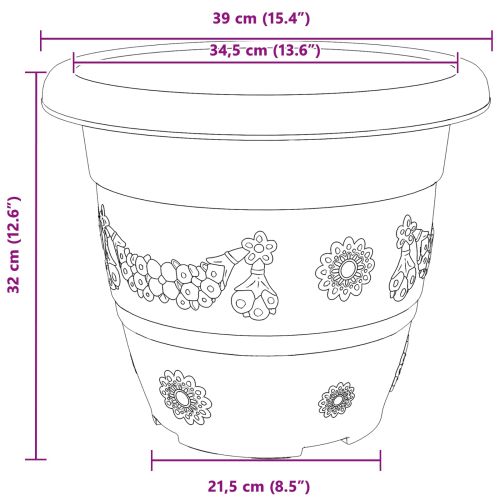 Саксии за растения 6 pcs Червено тухла Ø 26 x 21.5 см Пластмаса