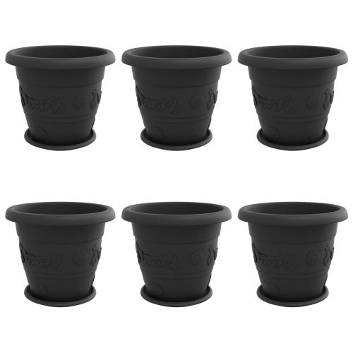 Саксии за растения 6 pcs Черно Ø 26 x 21.5 см Пластмаса