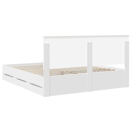 Рамка за легло с чекмедже Бяло 200 x 200 cm Инженерна дървесина