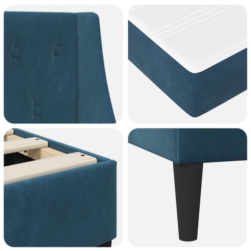 Рамка за легло с матрак с матрак Синьо 140 x 190 cm Кадифе