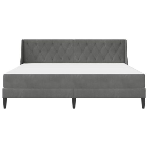 Рамка за легло с матрак с матрак Тъмен сив 200 x 200 cm Кадифе